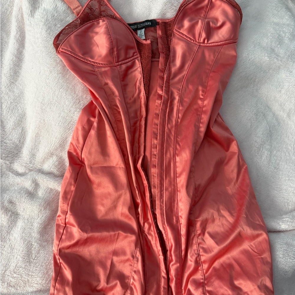 Urban Outfitters Coral Lace-Trim Satin Bustier. Worn once. Great condition.